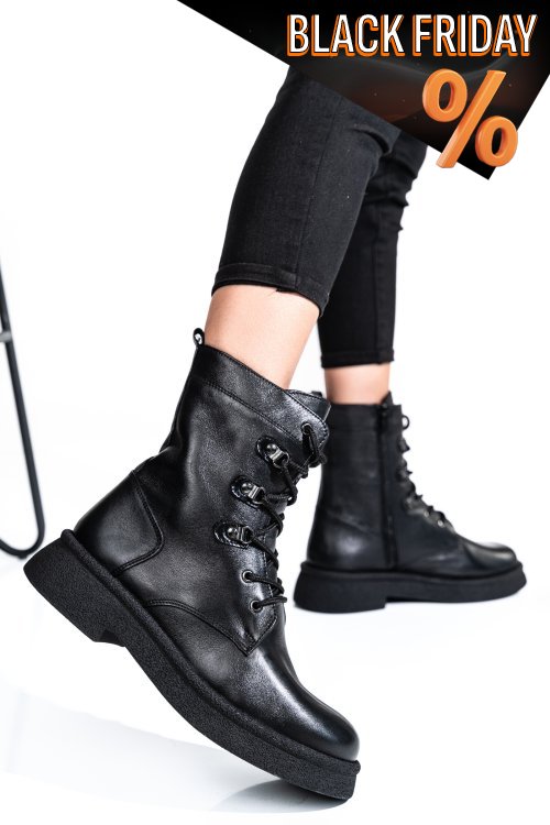 Fekete természetes bőr bakancs 2s7h32-050np