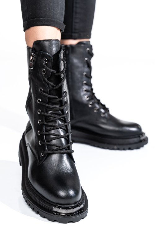 Fekete természetes bőr bakancs 2s7h32-036np