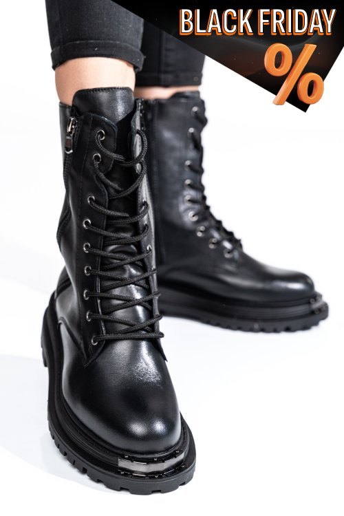 Fekete természetes bőr bakancs 2s7h32-036np