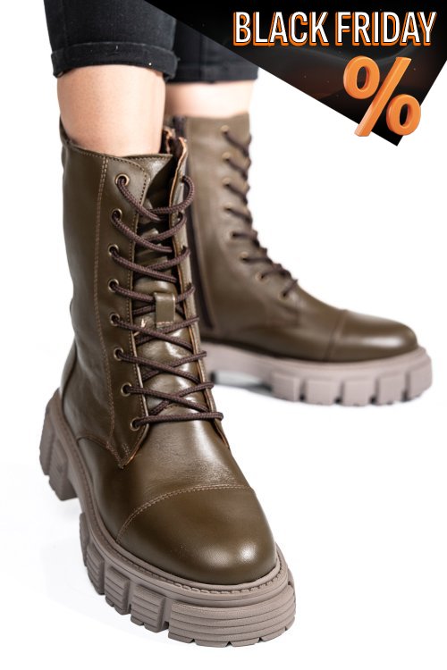 Zöld természetes bőr bakancs 2s7h32-048np