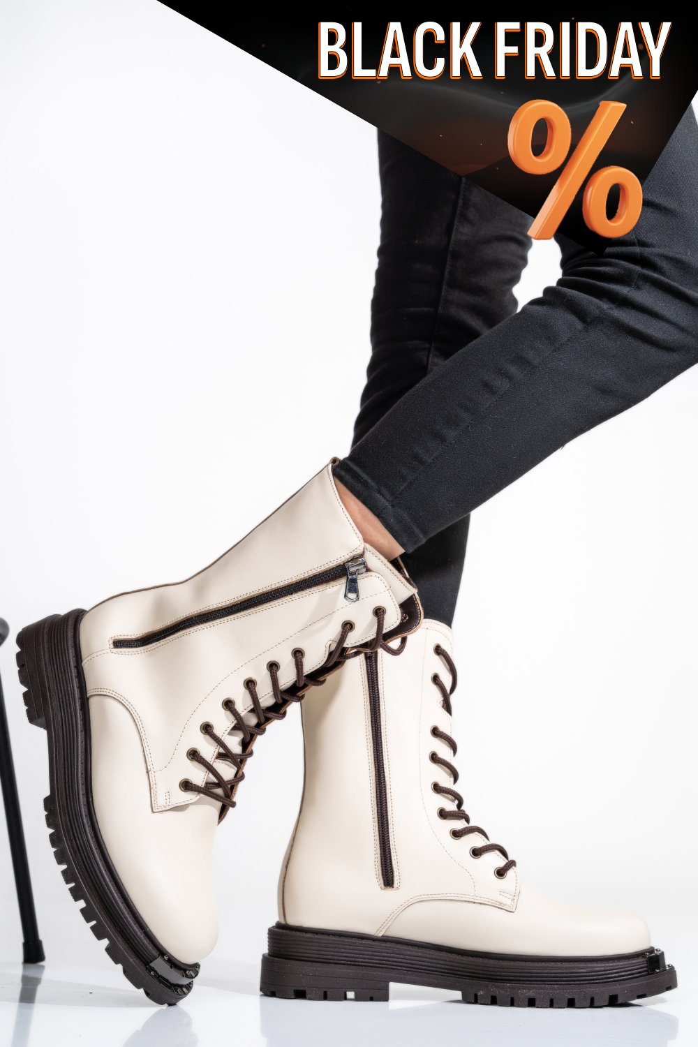 Bézs természetes bőr bakancs 2s7h32-036np