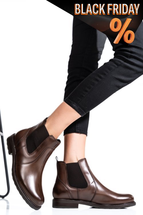 Barna természetes bőr bakancs 6s7h486