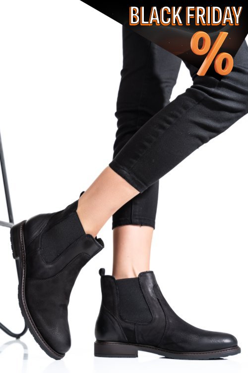 Fekete természetes bőr bakancs 6s7h486