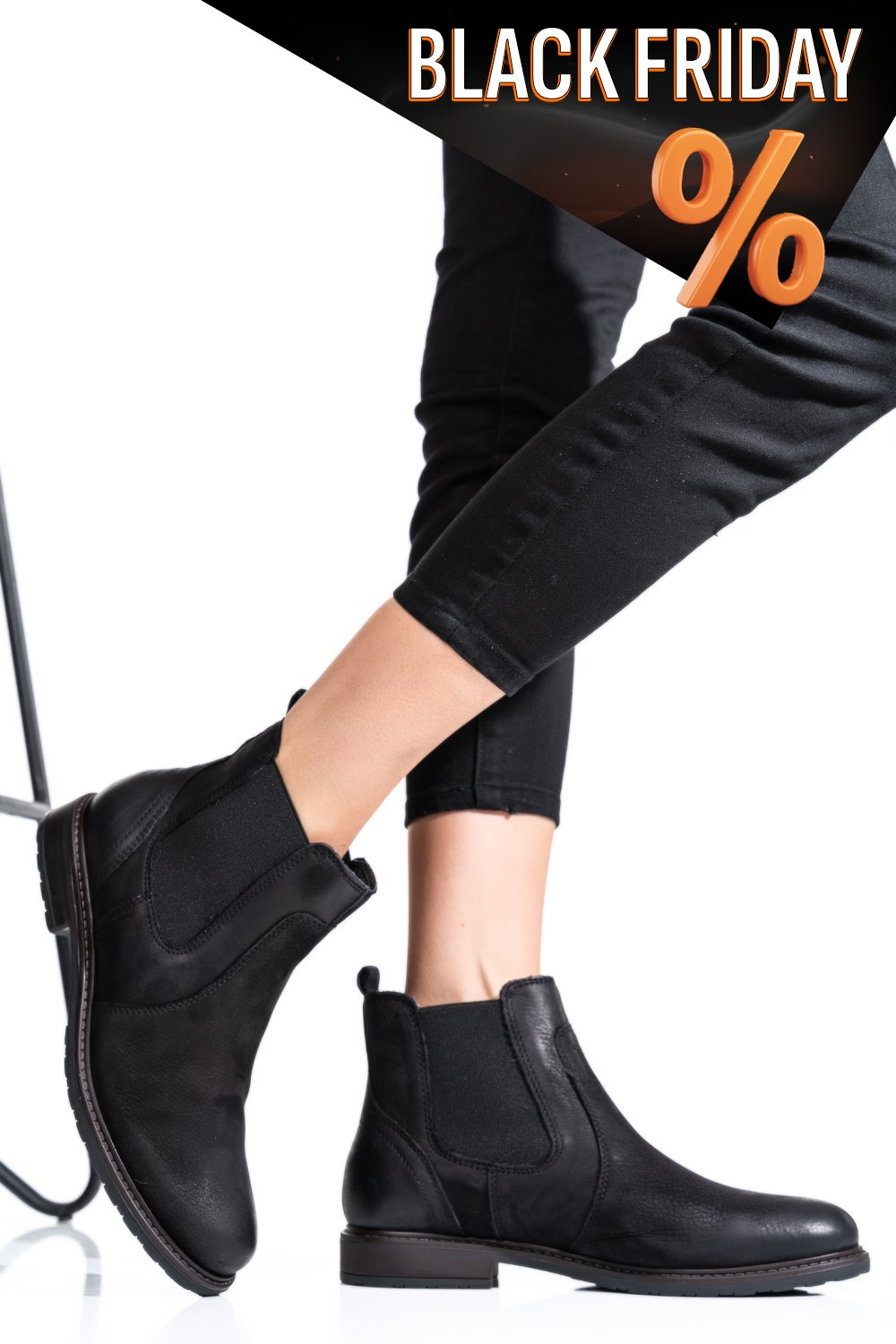 Fekete természetes bőr bakancs 6s7h486