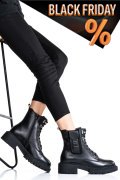 Fekete természetes bőr bakancs 3s7h89