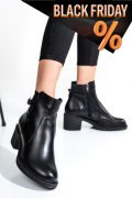 Fekete természetes bőr bokacsizma 4s7h26