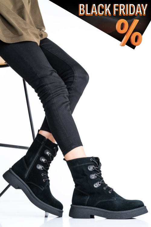 Fekete természetes bőr bakancs 2s7h32-050sp