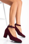 Bordó fordított bőr magassarkú cipők 1s7h799