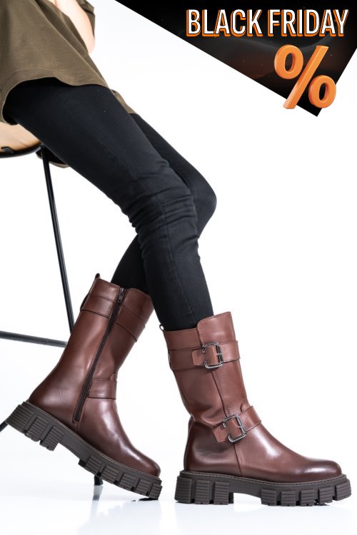 Barna természetes bőr csizma 2s7h32-049np