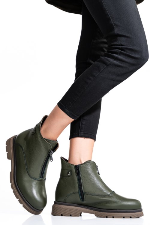Zöld természetes bőr bakancs 2s7h32-035fl