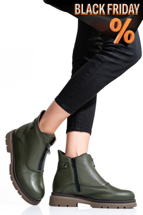 Zöld természetes bőr bakancs 2s7h32-035fl