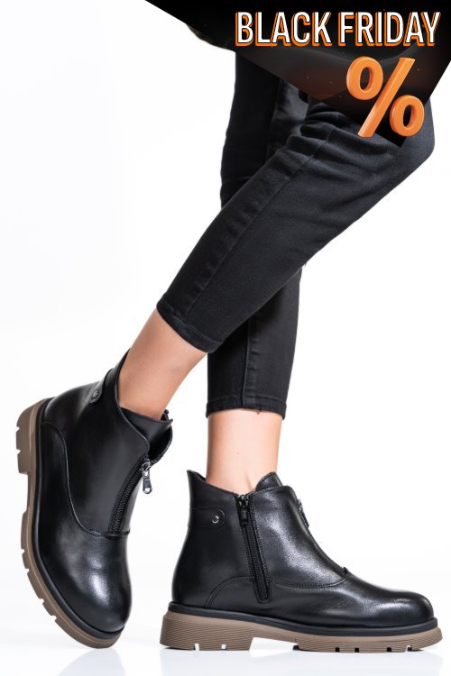 Fekete természetes bőr bakancs 2s7h32-035np