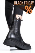 Fekete természetes bőr csizma 2s7h32-051np