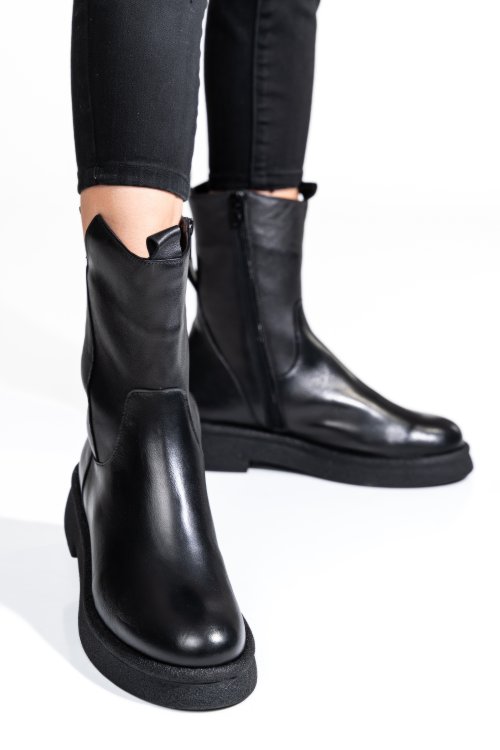 Fekete természetes bőr csizma 2s7h32-051np