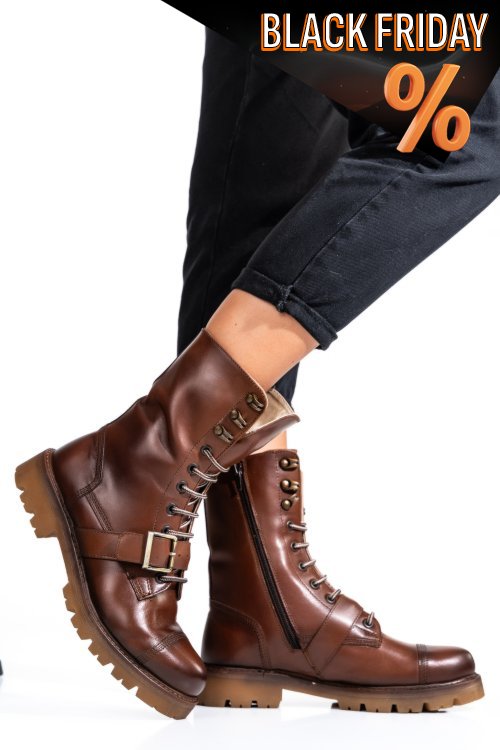 Barna természetes bőr bakancs 1s7h56