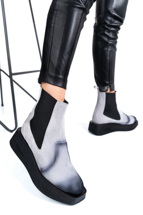 Szürke természetes bőr bakancs 2s7h00