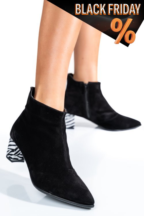 Fekete természetes bőr bokacsizma 7s7h23