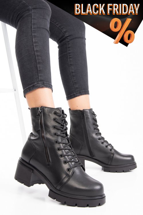 Fekete természetes bőr bakancs 2s7h12808np