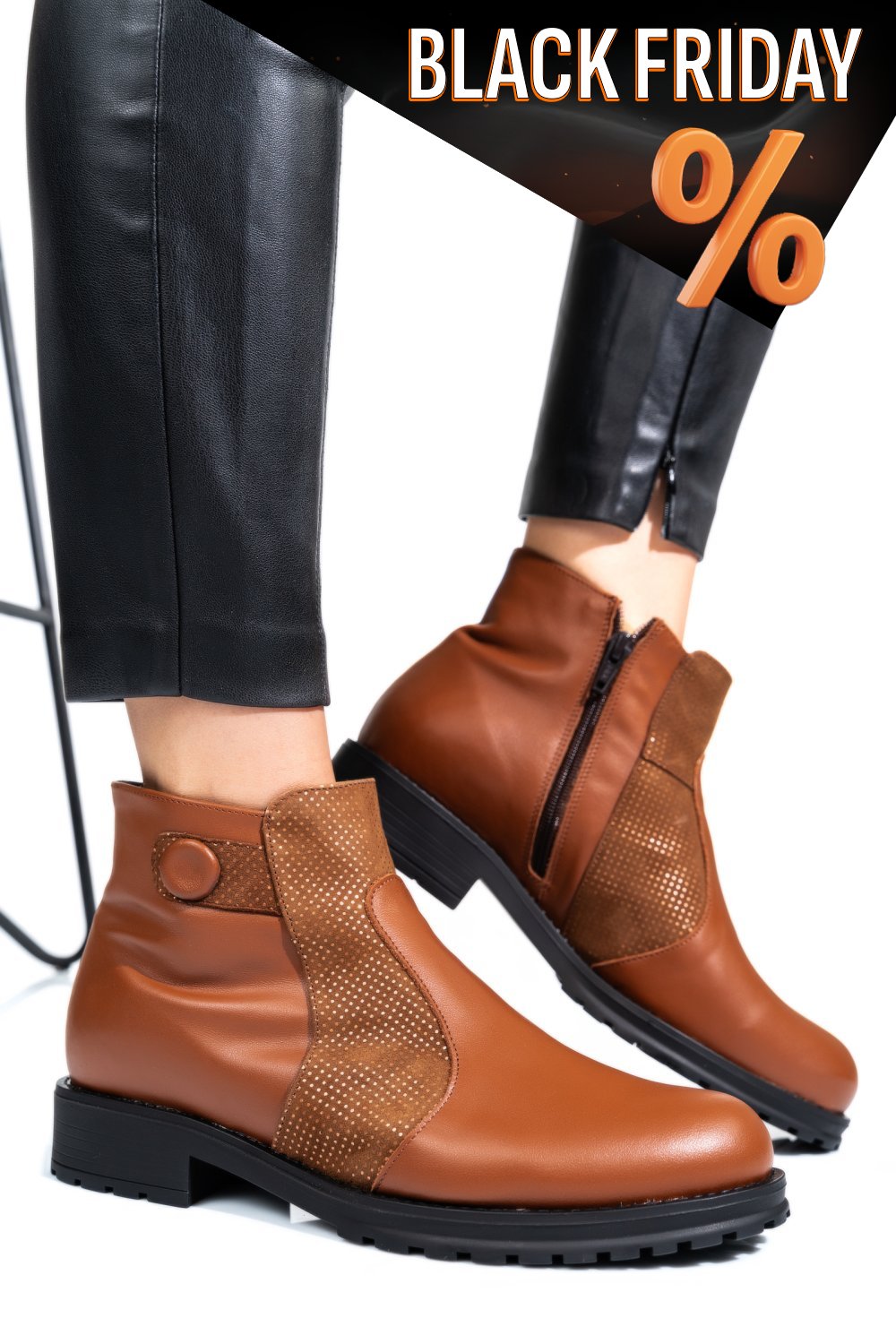 Barna természetes bőr bakancs 0s7h5