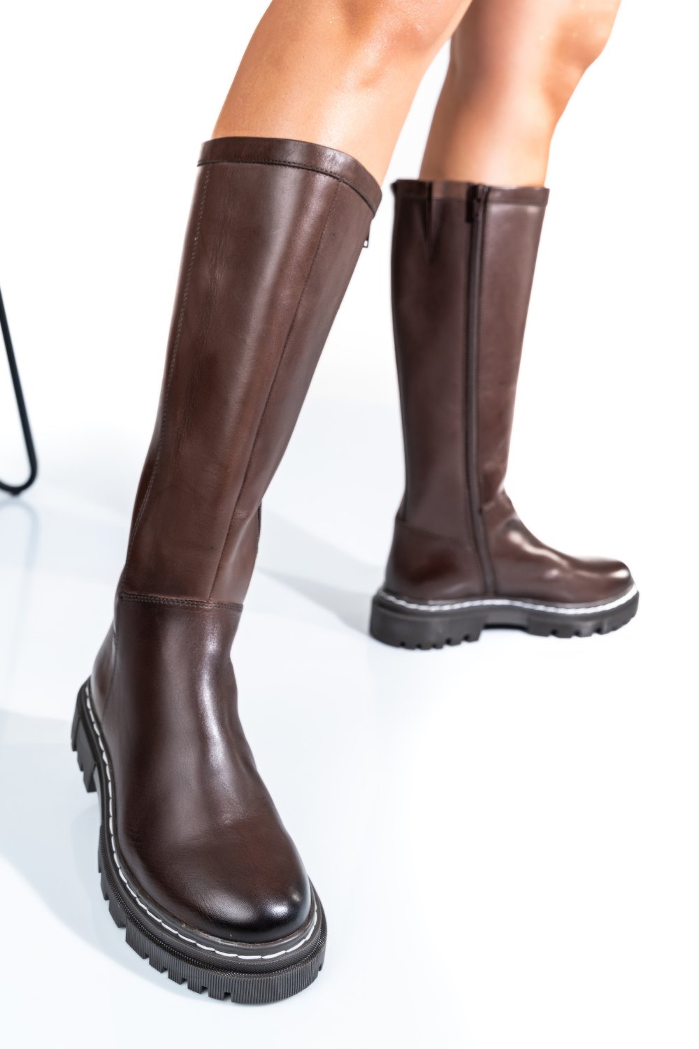 Barna természetes bőr csizma bs7hb06-3206