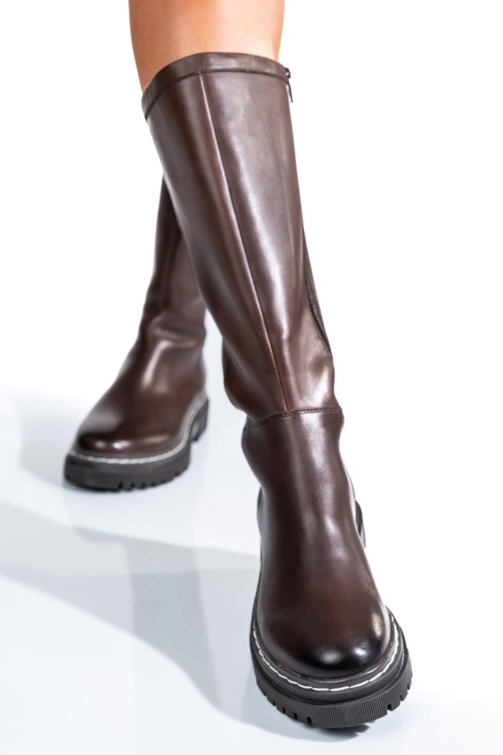 Barna természetes bőr csizma bs7hb06-3206