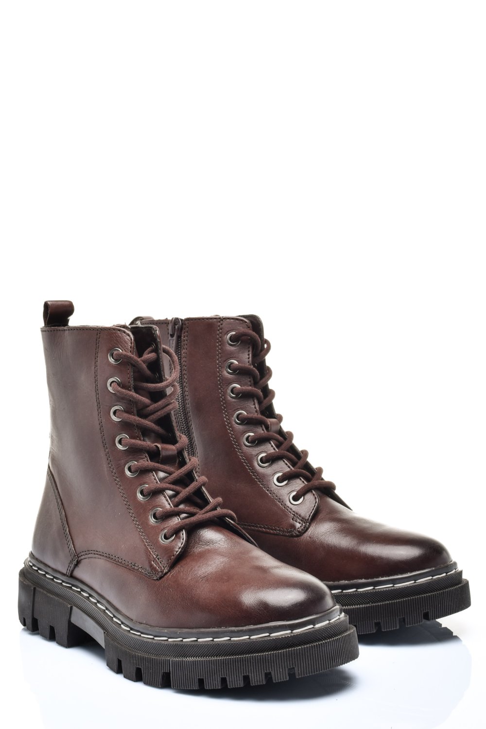 Barna természetes bőr bakancs vs7hb06-3201