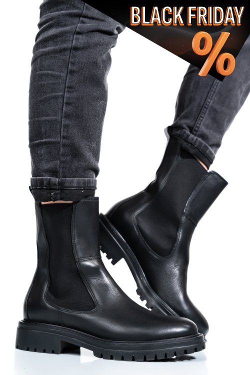 Fekete természetes bőr bakancs ws7hh-450h03