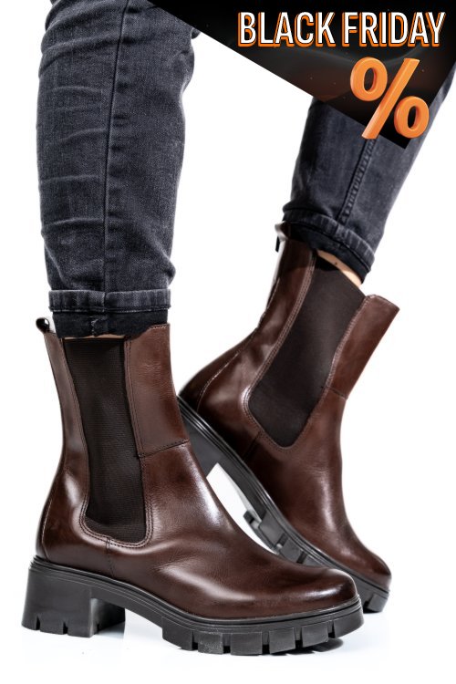 Barna természetes bőr bakancs vs7hb08-3202