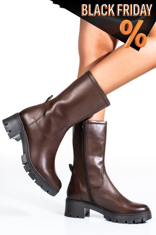 Barna természetes bőr csizma vs7hb08-3203