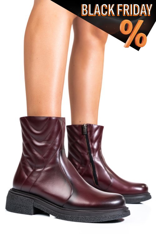 Bordó természetes bőr bakancs 4s7h24