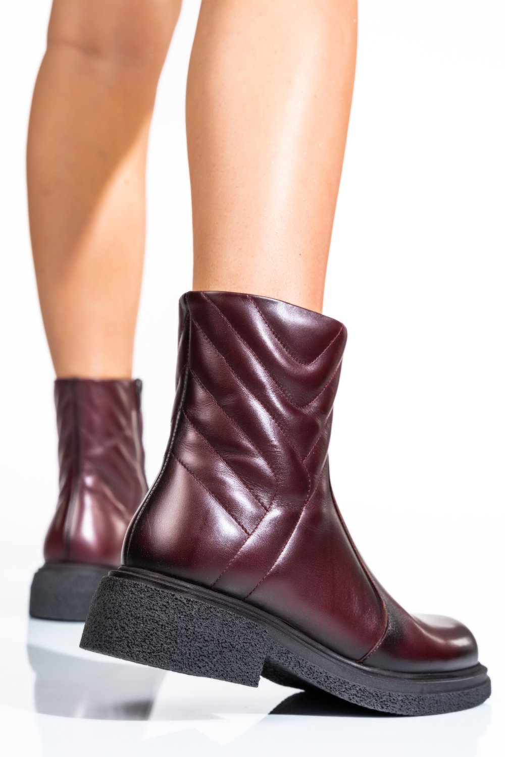 Bordó természetes bőr bakancs 4s7h24