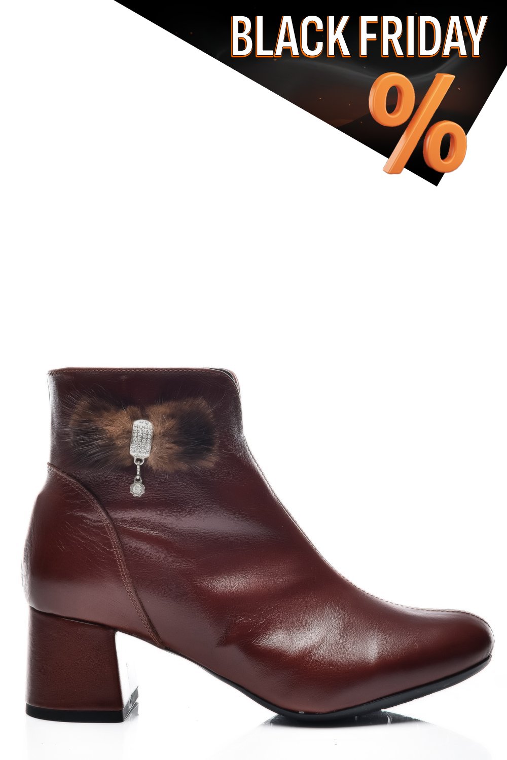 Barna természetes bőr bokacsizma 7s7h25