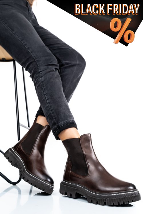 Barna természetes bőr bakancs vs7hb06-3204