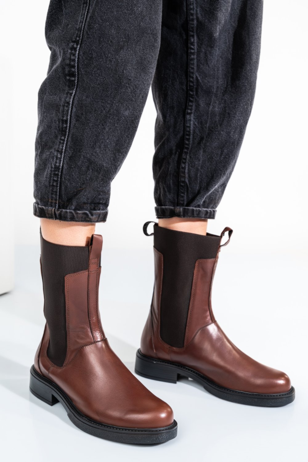 Barna természetes bőr bakancs 7s7h628