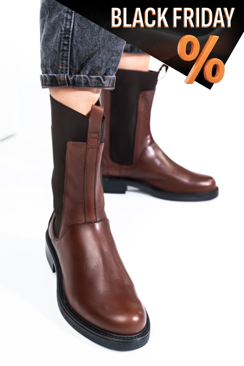 Barna természetes bőr bakancs 7s7h628