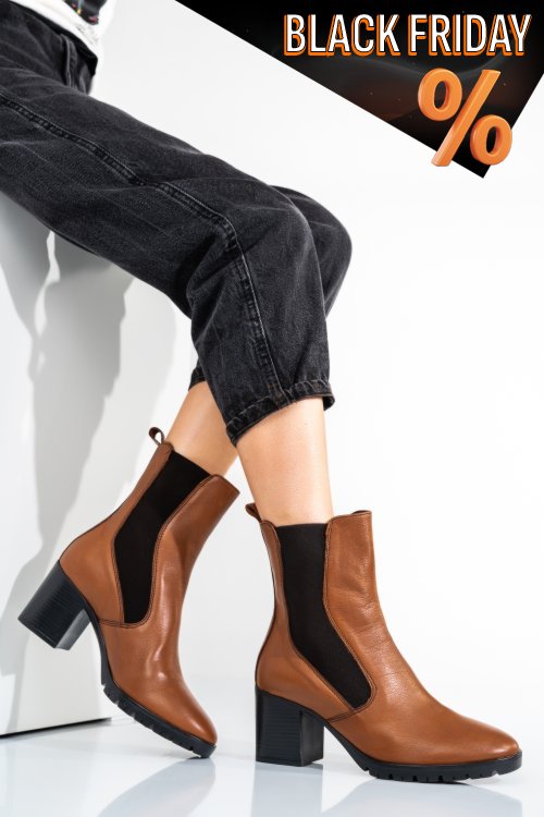 Barna természetes bőr bakancs 2s7h167