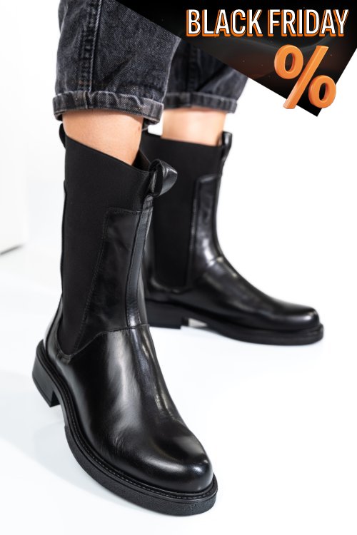 Fekete természetes bőr bakancs 7s7h628