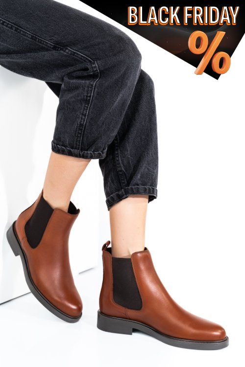 Barna természetes bőr bakancs 2s7h46-1002