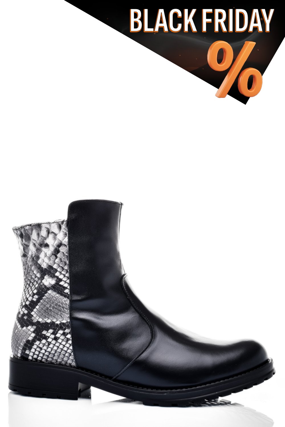 Fekete természetes bőr bakancs 0s7h2lib