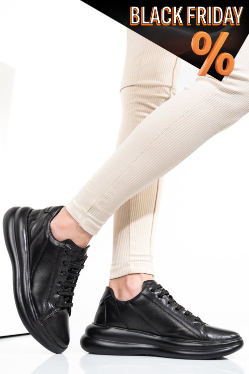 Fekete természetes bőr sport cipők 4s7h37