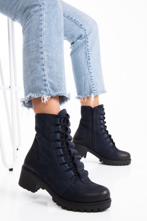 Tengerészkék természetes bőr bakancs 1s7h82859nbk