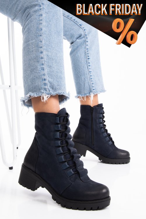 Tengerészkék természetes bőr bakancs 1s7h82859nbk