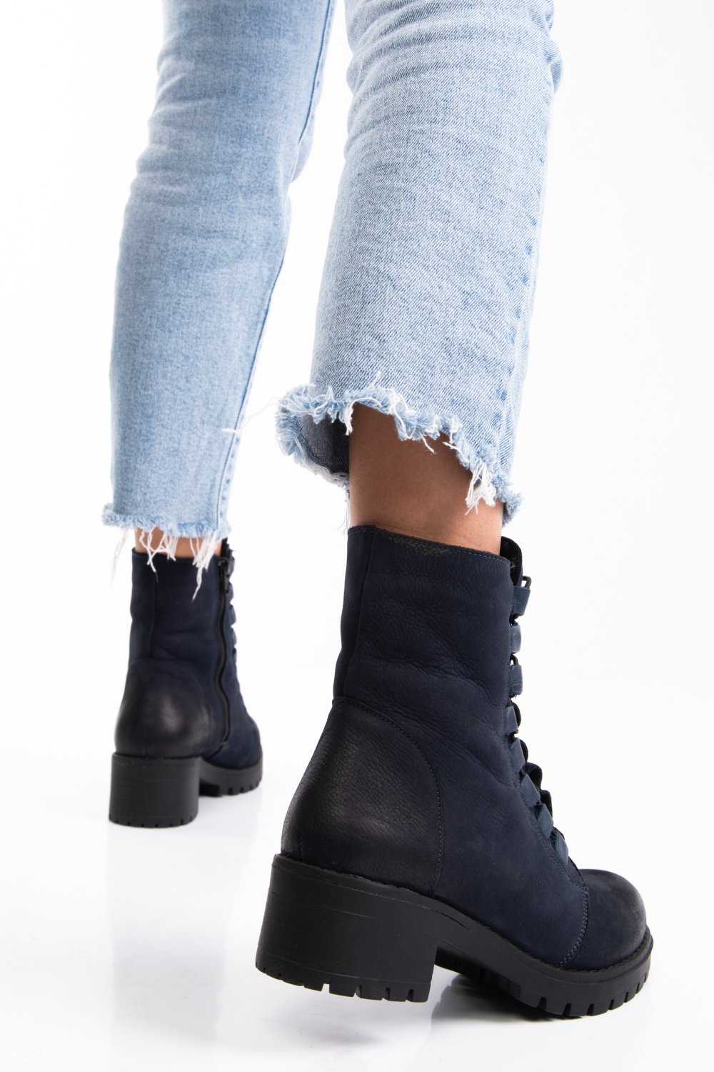 Tengerészkék természetes bőr bakancs 1s7h82859nbk