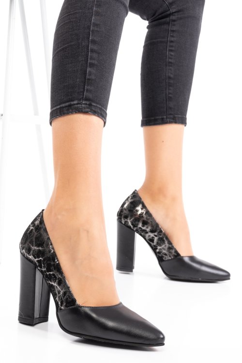 Ezüst természetes bőr magassarkú cipők 1s7h985