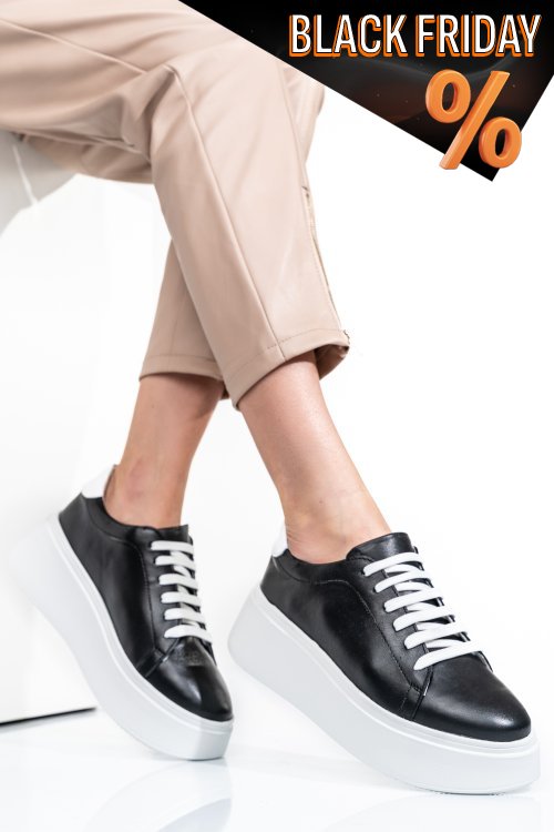 Fekete természetes bőr sport cipők 2s7h41-610np