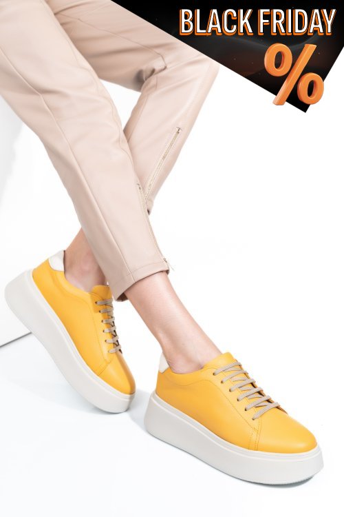 Sárga természetes bőr sport cipők 2s7h41-610np