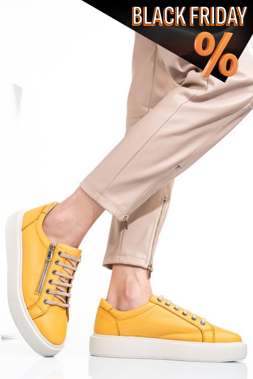 Sárga természetes bőr sport cipők 2s7h41-607np