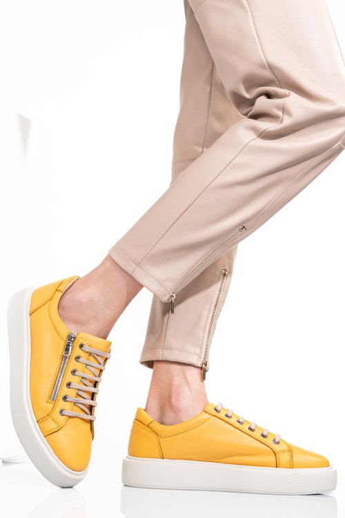 Sárga természetes bőr sport cipők 2s7h41-607np
