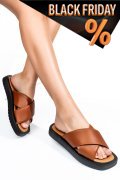 Barna természetes bőr papucs 7s7h662-8024