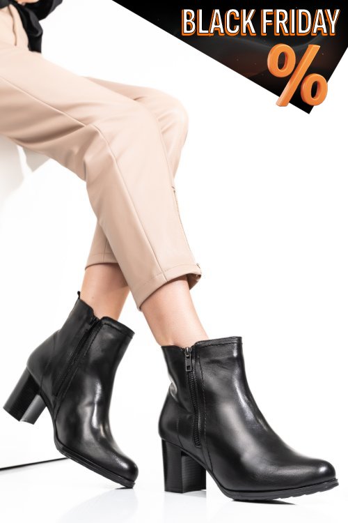 Fekete természetes bőr bokacsizma 2s7h32-026np